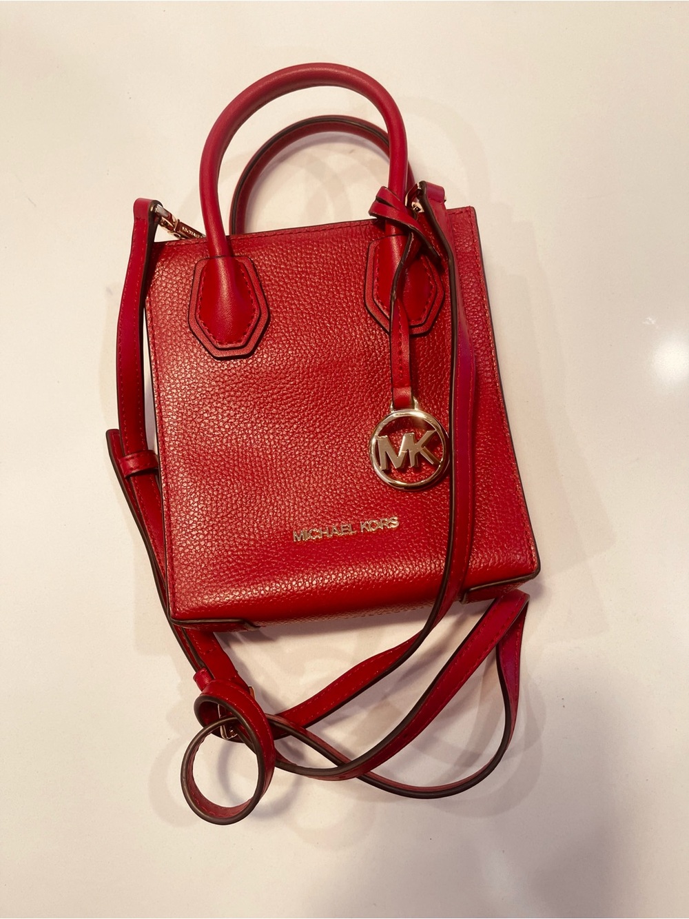 Michael Kors mini Red Leather Crossbody Tote